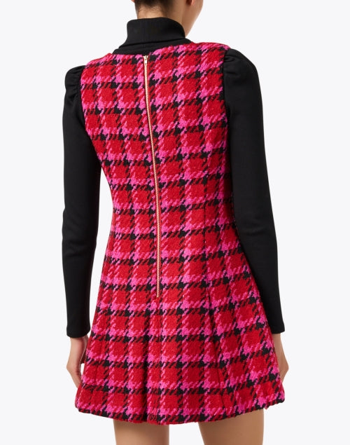 Avery Red Multicolored Houndstooth Mini Shift Dress for Women