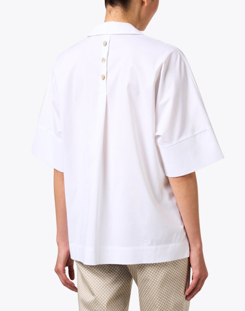 Cindy Relaxed-Fit White Stretch Cotton Henley Top