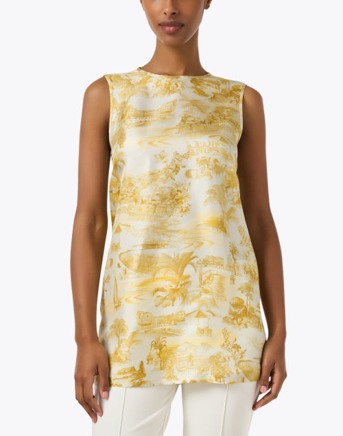 Luxurious Eresia Gold Toile Pattern Sleeveless Blouse