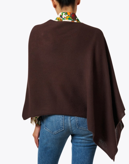 Stylish Brown Cashmere Poncho - Ruana Style Wrap
