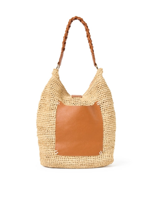 Laggo Sorrento Style Tan Raffia Shoulder Bag with Tassel and Braided Leather Handle
