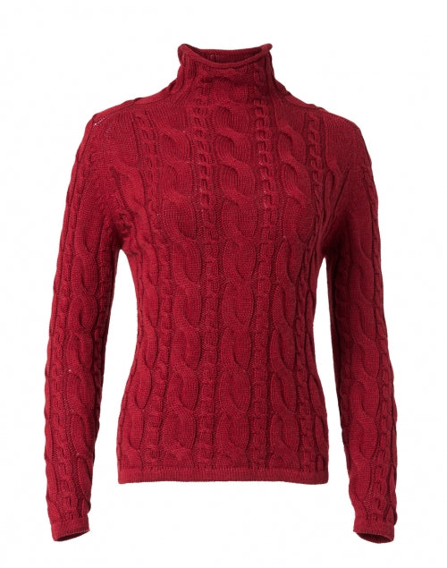 Russet Red Cotton Cable-Knit Men's Sweater for Casual Wear