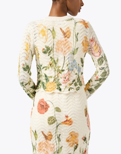 Jolene Women's White Floral Crochet Knit Cardigan Sweater