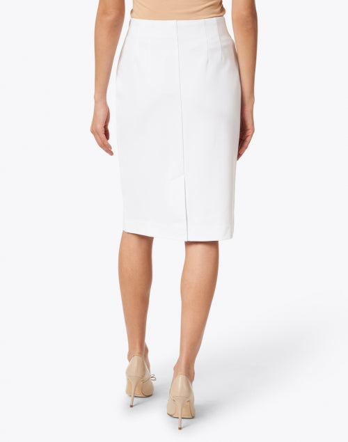 Logan Women's White Knit Pull - On Pencil Skirt for Office Wear