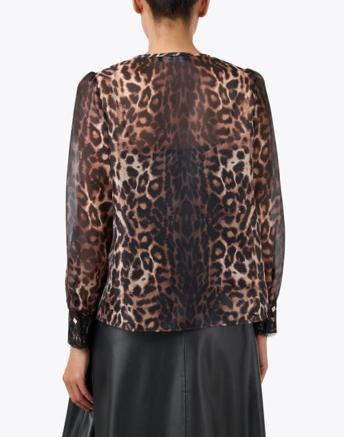 Marc Cain Lightweight Sheer Leopard Print Blouse with Neckline Button