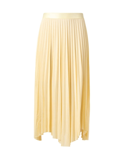 Stylish Exala Sunny Yellow Pleated Midi Skirt for Fashionable Women