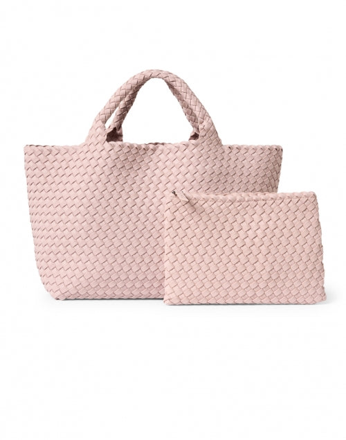 St. Barths Medium-sized Shell Pink Woven Neoprene Handbag with Matching Pouch
