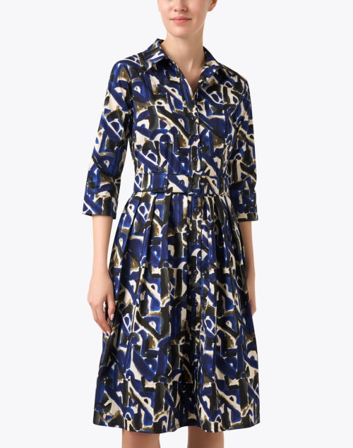 Audrey Cotton Stretch Dress with Multi - Abstract Prints