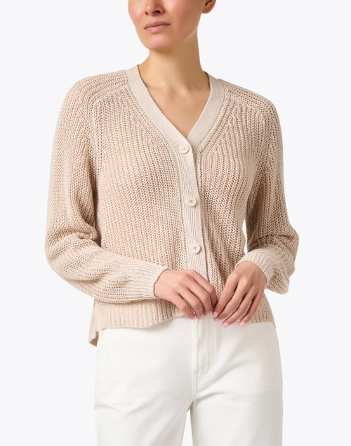 Beach - Inspired Beige Linen Women's Cardigan for Everyday Wear
