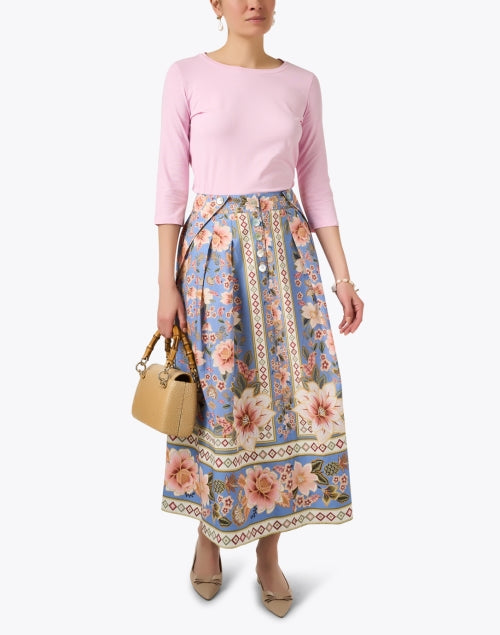 Multia Feminine Pink Cotton Blend Jersey Top for Weekend Wear