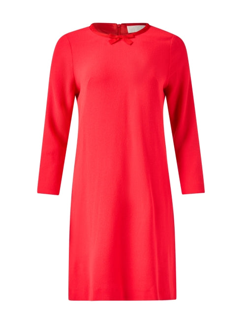 Tara Red Poppy-colored Lightweight Wool Crepe Mini Shift Dress