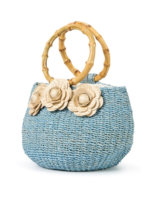 Stylish Soraya Blue Handwoven Straw Basket Handbag for Fashionable Women