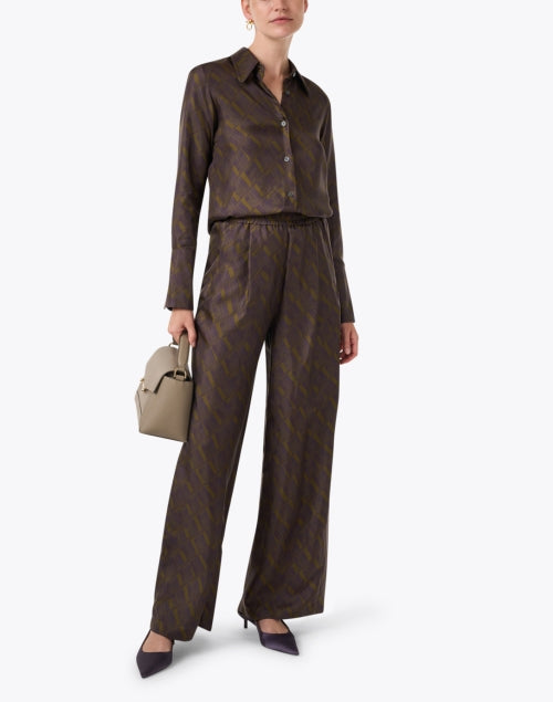 Silk Multi - Patterned Wide - Leg Women's Dress Pants