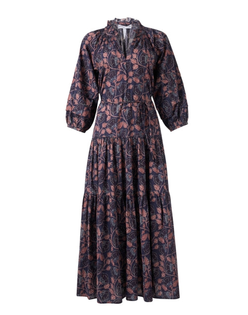 Stylish Trinidad Navy Multi - Printed Women's Cotton Dress for Versatile Wear