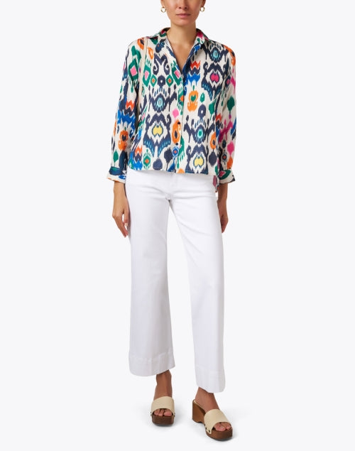 Isabella Stylish Multi - Pattern Ikat Cotton Blend Women's Blouse
