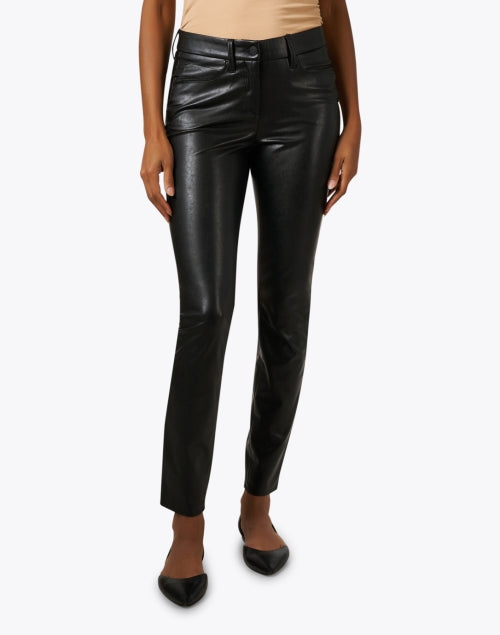 Ray Cambio Black Stretch Vegan Leather Cropped Slim-Fit Pants