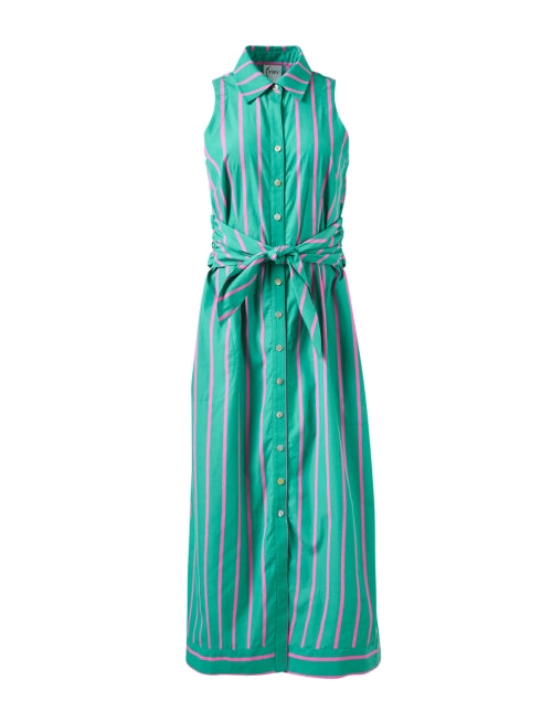 Stylish Ellis Dress with Green and Pink Stripes