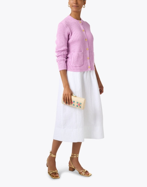 Pink Freesia-Colored Cotton Knit Cardigan for Everyday Wear