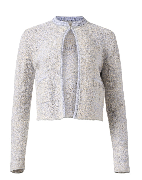 Elegant Purple Tweed Collarless Women's Fashion Jacket
