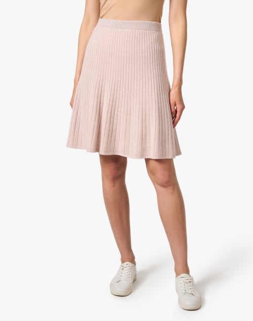 Pink Ribbed Knit Wool Women's A-Line Skirt