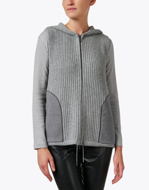 Fabiana Filippi Roccia High - quality Grey Sleeveless Hooded Wool - Silk - Cashmere Sweater