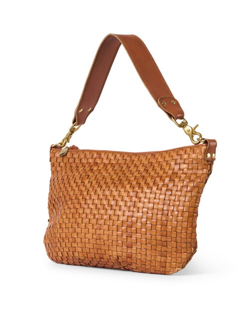 Stylish Hand - woven Brown Checker Italian Leather Shoulder Bag