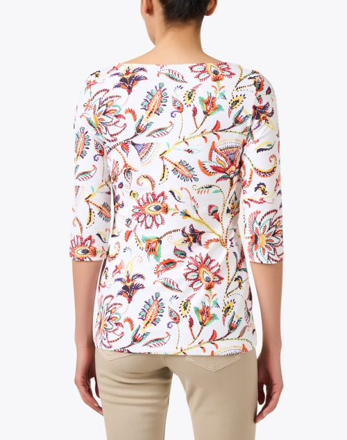 Stylish Garde White Paisley Print Multi Jersey Top