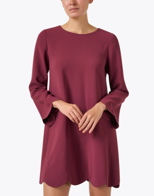 Ruoda Women's Red Mini Shift Dress with Scalloped Trim