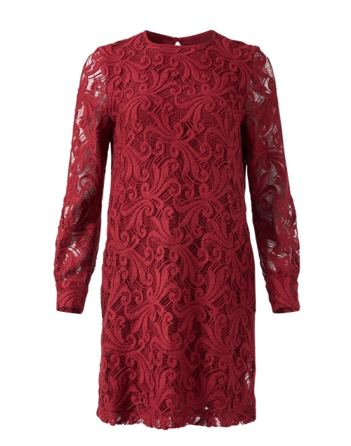 Stylish Esordio Bordeaux Red Women's Lace Mini Dress for Soirees