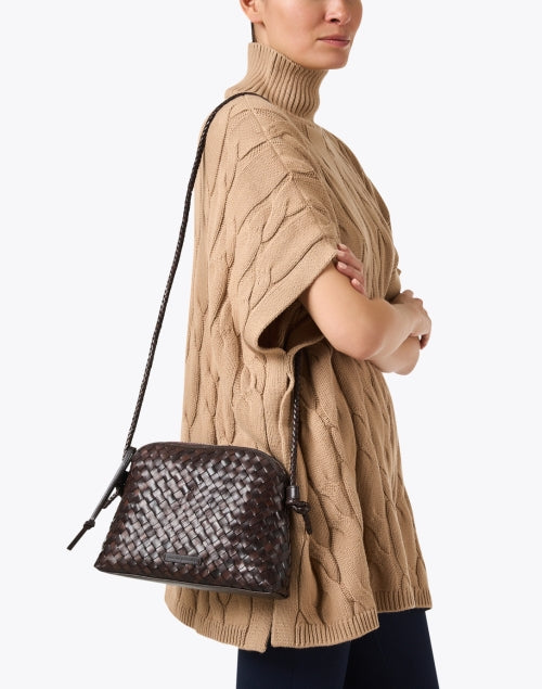 Stylish Dark Brown Hand - Woven Leather Crossbody Shoulder Bag by Loeffler Randall - The Mallory Model