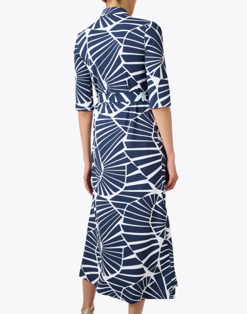 Navy and White Abstract Printed Women's Shirt Dress for a Flattering Look