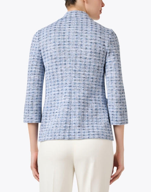 Stylish Amina Rubinacci Sable Blue Checkered Knit Jacket
