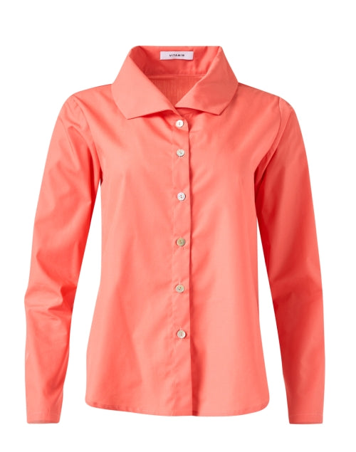 Stylish Coral-Colored Cotton Poplin Shirt for Effortless Styling