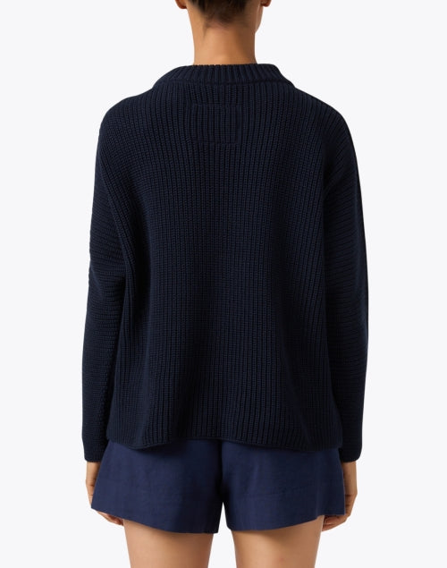 Navy Blue 100% Cotton Montecito Cozy Crew - Neck Sweater