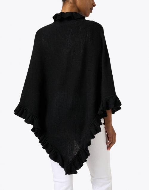Signature Black Cashmere Ruffled Women's Shawl for Cool Weather