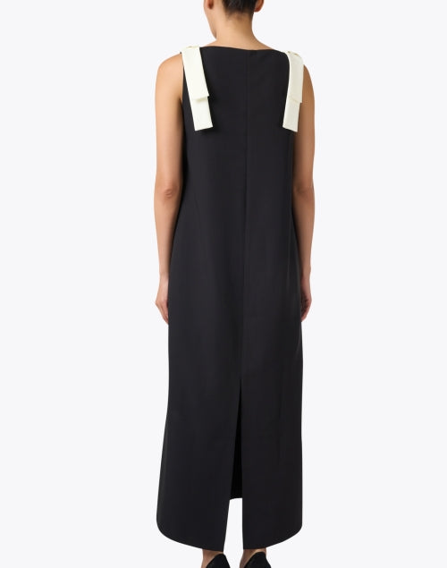 Elegant Michelle Black Dress with Stylish White Accents
