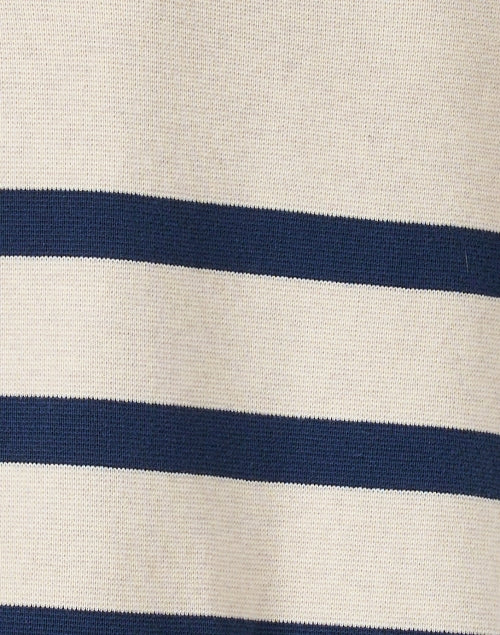 Navy Striped Classic 100% Cotton Ivory Cardigan for Seasonal Wear