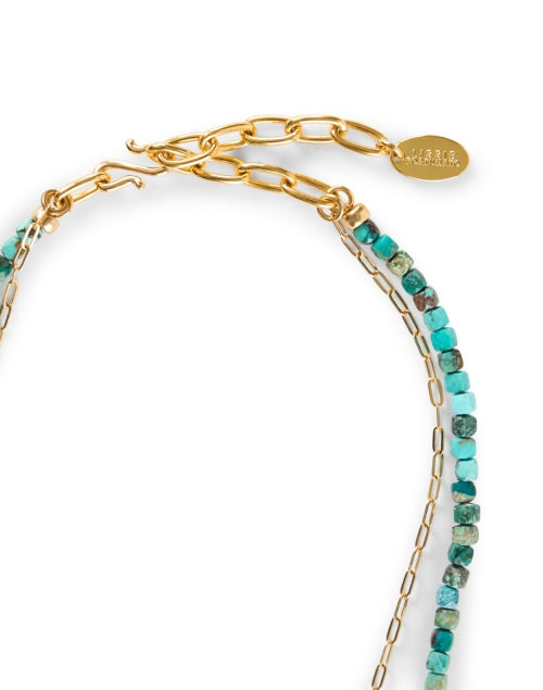 Stunning Lamai Layered Necklace with Turquoise Beads and Gold - Plated Chain
