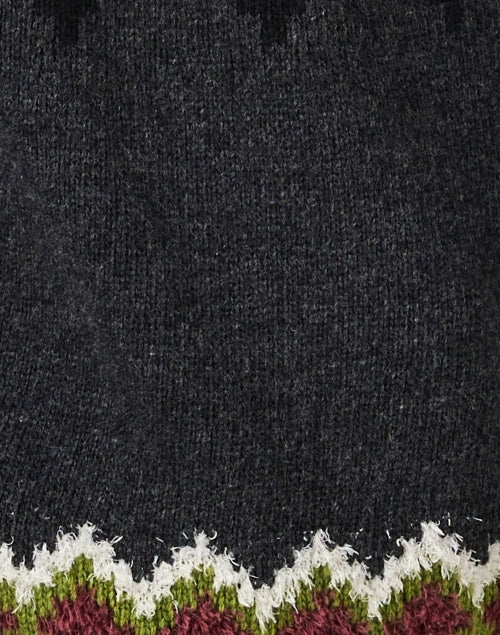 Orario Stylish Grey Multi - Patterned Wool Sweater for a Fashionable Look