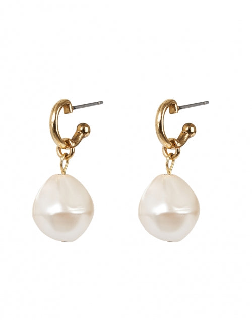 Exquisite Gold and Pearl Hoop Drop Fashion Earrings by Jennifer Behr