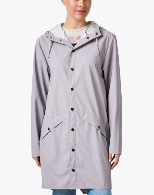 Light Purple Long Scandinavian-Inspired Waterproof Raincoat for Rainy Days