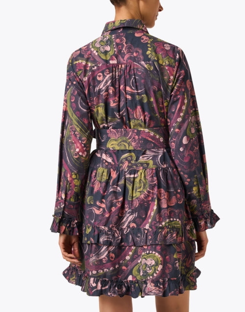 Elegant 100% Cotton Cami Dress with Multi - Paisley Print and Ruffle Details