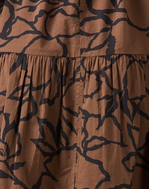Stylish Agathe Brown Printed 100% Cotton Maxi Dress for Women