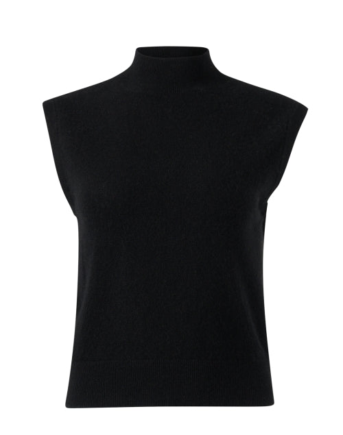 Luxurious Black Sleeveless Cashmere Mock Neck Sweater for Versatile Styling