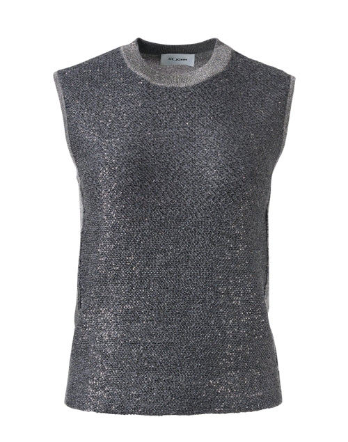 Stylish Grey Sequin-Embellished Knit Women's Top