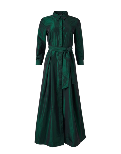 Stunning Emerald Green Taffeta Long Shirt Dress for Special Occasions