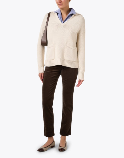 Super Stretch Lightweight Brown Corduroy Mari High - Rise Pant