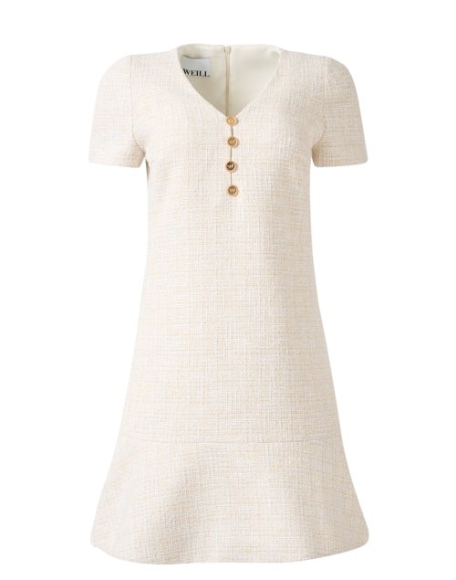 Elegant Ecru Tweed Chad Dress for Timeless Femininity