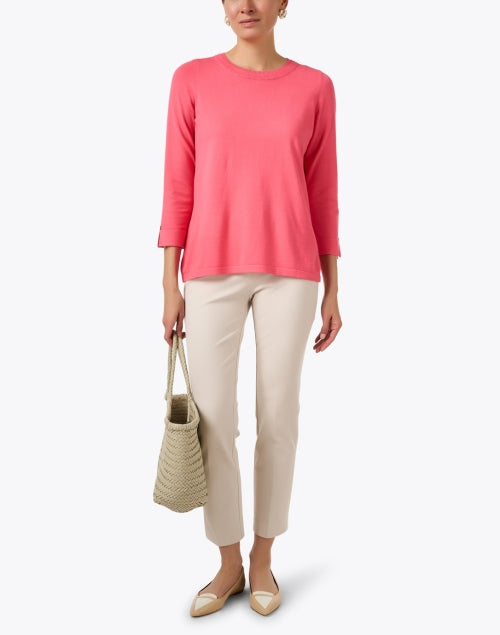 Stylish Blossom Pink Relaxed Knit Crew Neck Top