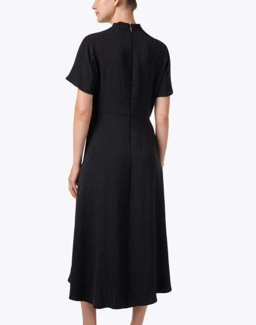 Elegant Black Tie-Neck Midi Dress for Women